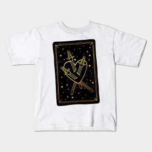 Three of Swords Tarot Gold Kids T-Shirt